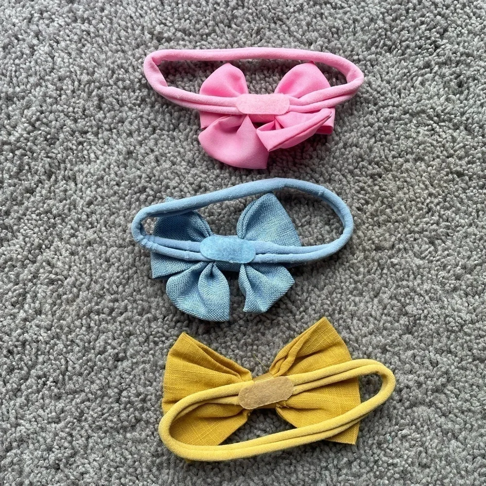 Set Of Three Infant Toddler Girls Bow Headbands